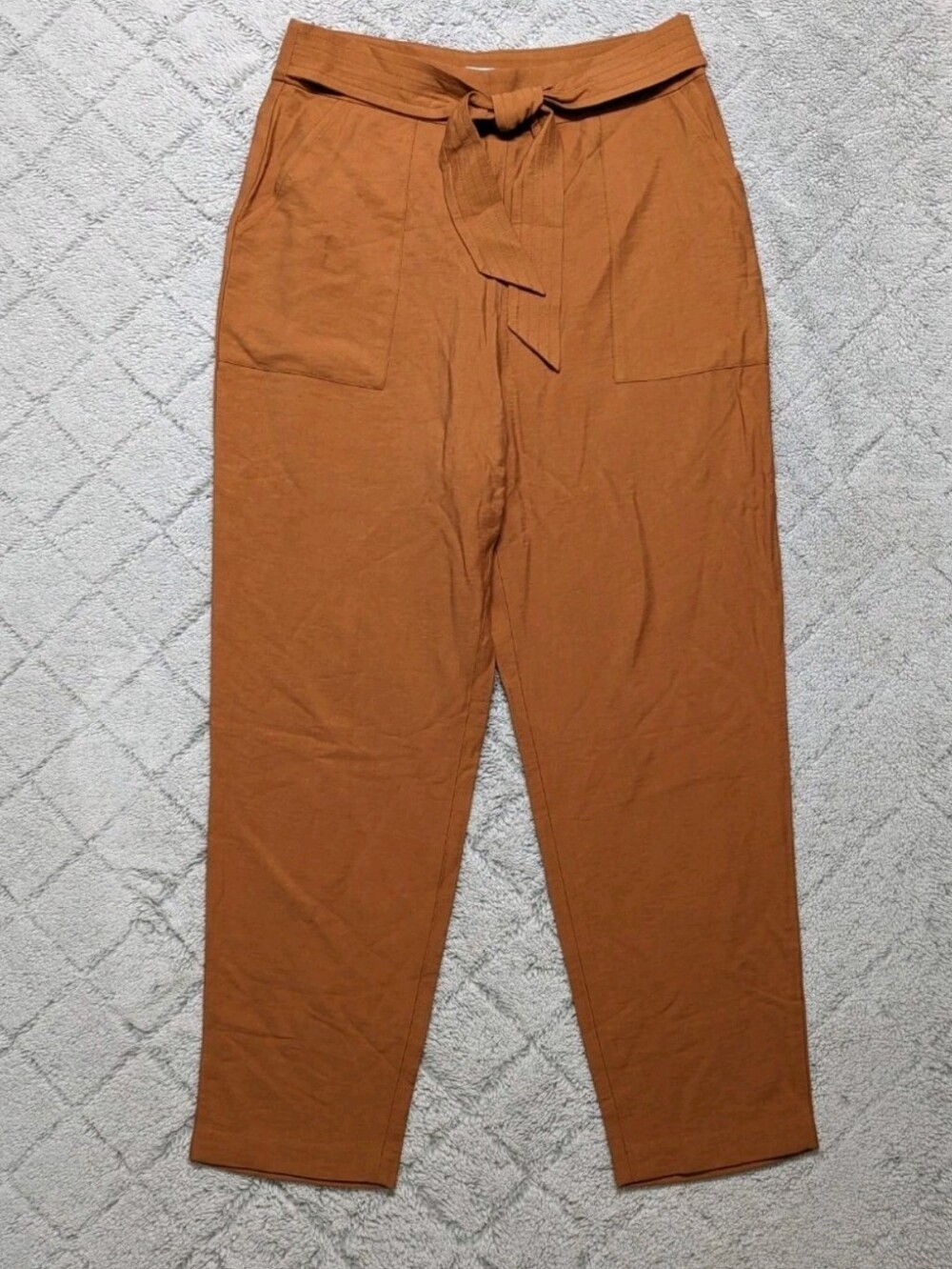 Leith Rust Orange Tie-Waist Tapered Chinos